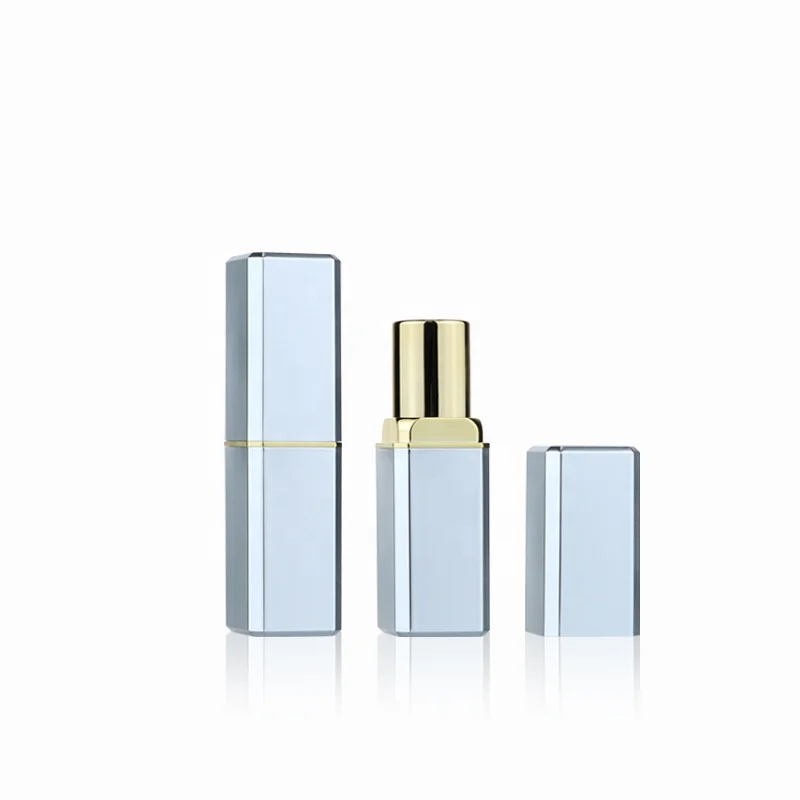In stock ivory matte finish lipstick tube luxury gold shoulder lipstick container custom logo plastic cosmetic packaging