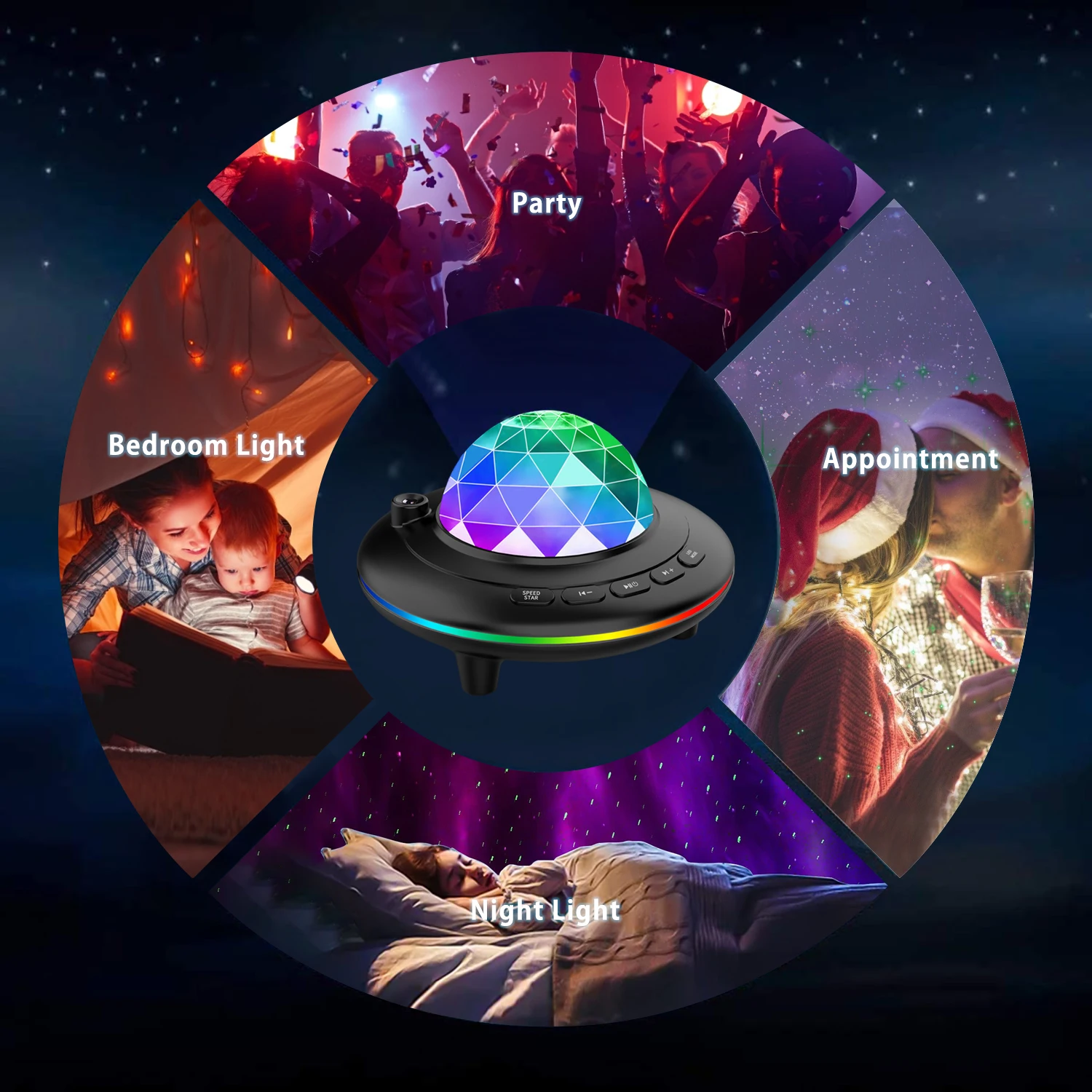 Star Projector Night Light Galaxy Nebula Starry Projector with Remote Control BT Music Speaker Sky Projector Light for Kids