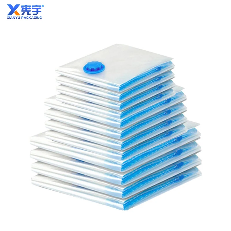 Transparent Reusable Large Vacuum Zip Lock Compression Storage Bag  Space Saver Clothes Storage Bags Gravure Printing