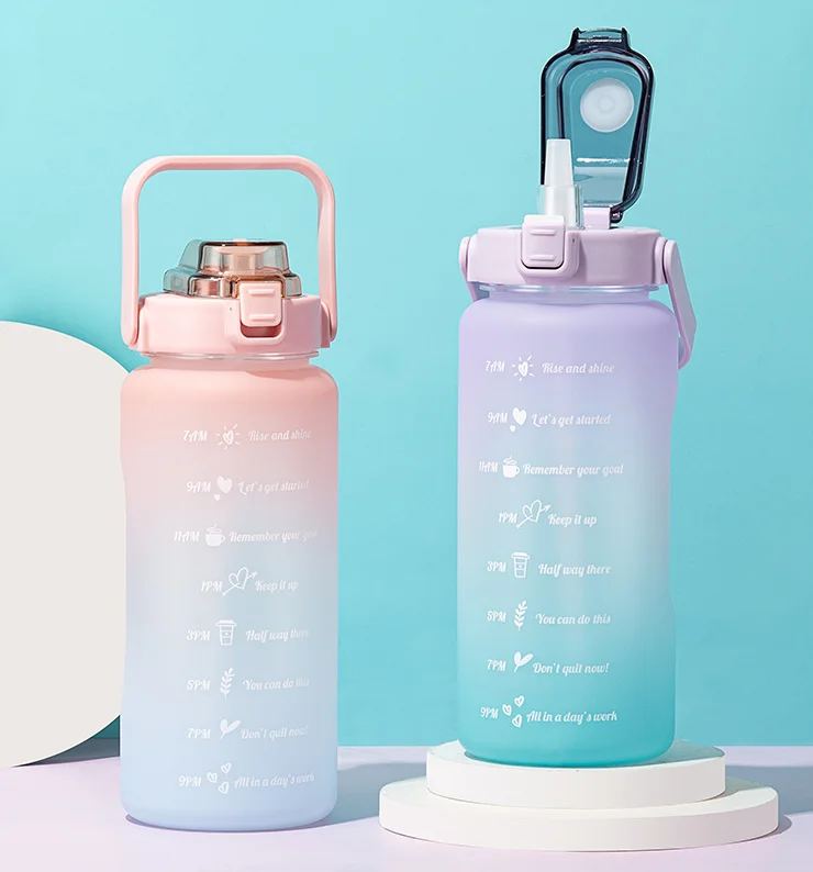 2022 2 Liter Water Bottle Gym Motivational Water Bottle With Time Marker