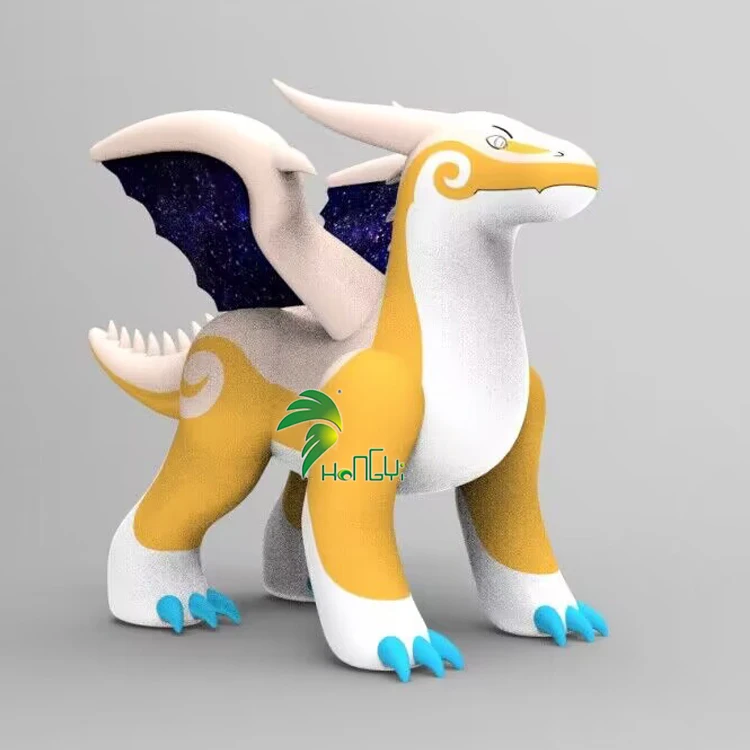 Custom Yellow Green Inflatable Dragon Inflation Cartoon Animation Zenith PVC Lying Dragon