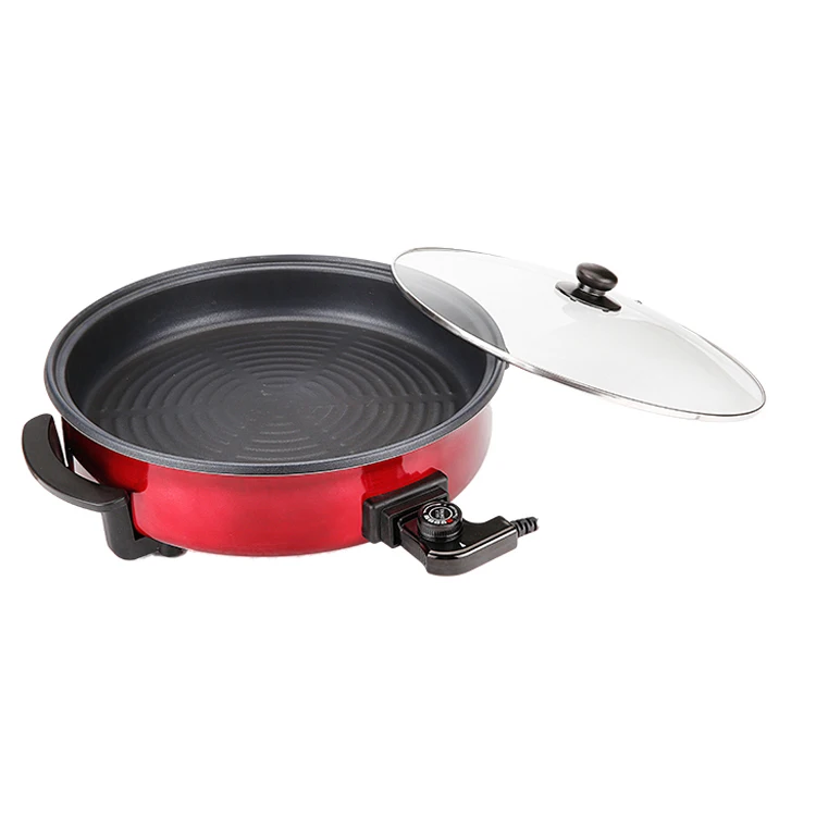 Портативная многофункциональная круглая электрическая сковорода для пиццы с антипригарным покрытием 42 см для домашнего использования