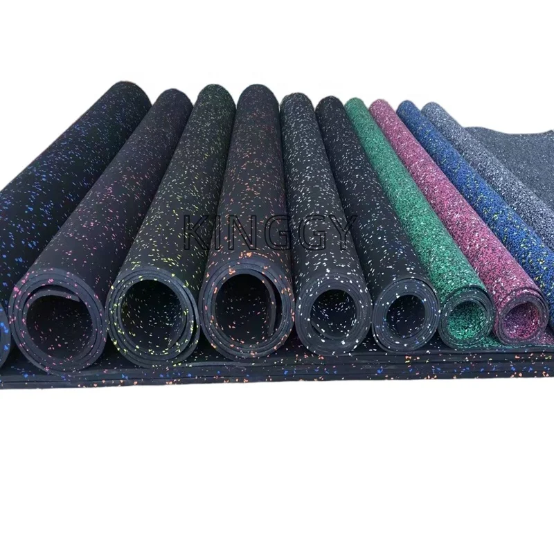 Durable  Gym Rubber Flooring Roll Shock Absorption EPDM Rubber Gym Floor Rolls for Fitness Facility Protective
