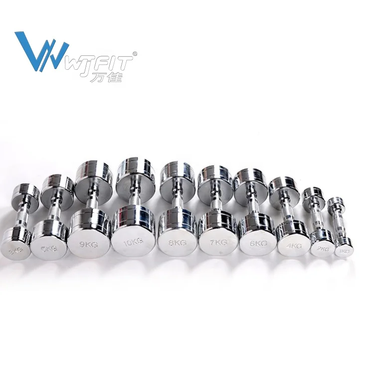 Круглая головка гантели из нержавеющей стали хромированные 1 кг-10 кг набор свободных весов