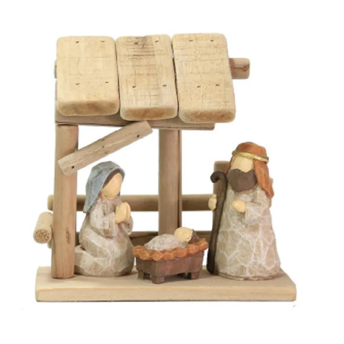 2021 HOT SELLING RESIN NATIVITY SET WITH HOUSE MARY JOSEPH AND BABY JESUS STATUES RELIGIOUS CATHOLIC GIFT SOUVENIR HOME DECOR