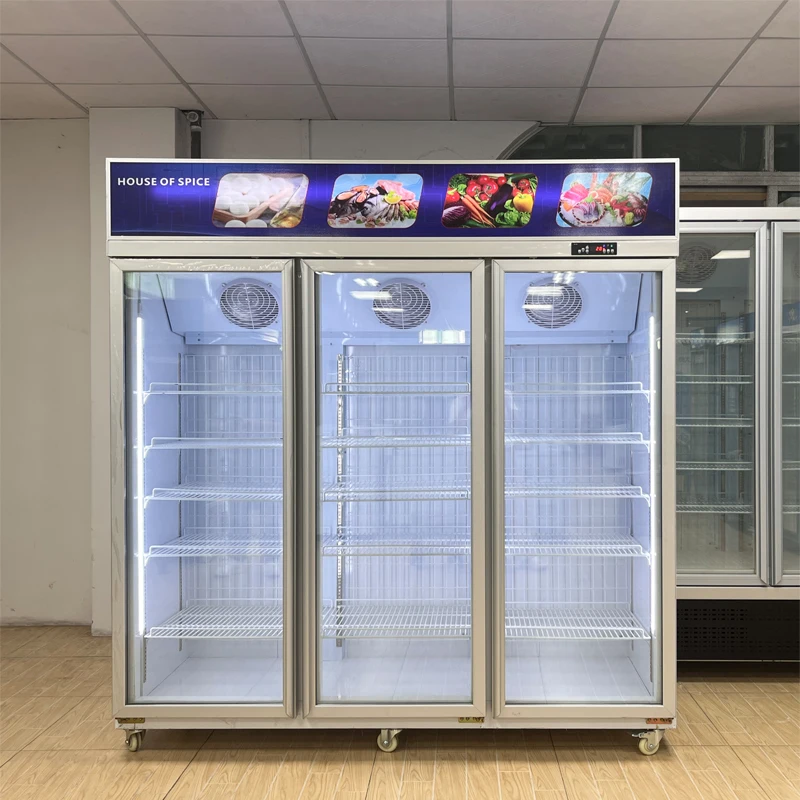 Коммерческая стеклянная дверная верхняя стойка дисплей Вертикальная морозильная камера для мяса