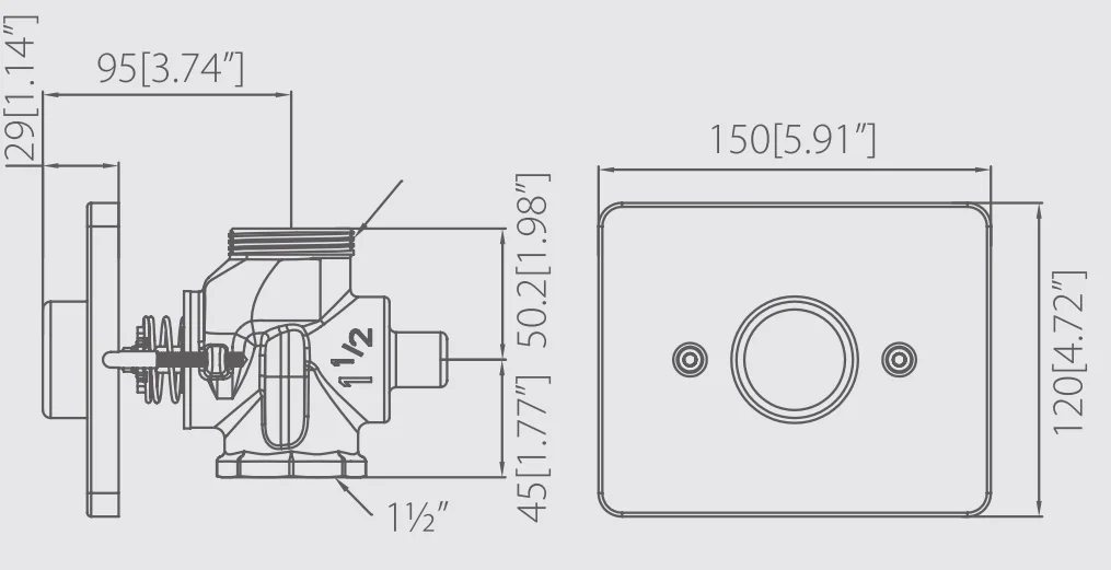 WD016B Wall-Mounted Chrome Plating Brass Flush Valve with Single round Button for Bathroom and Urinal Installation