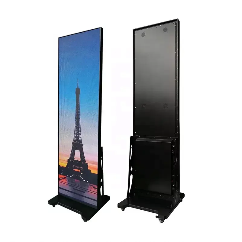 ZAXTEAM Retail Window Digital Stand Screen 4g Wifi Portable Seamless Splice P2 Indoor Led Poster Totem Display Screen