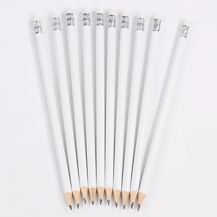 test pencil Low MOQ Cheap Custom Hex Wood Cased Lead Bulk Customized Wedding Favor Wooden Gold Stamped White Hexagon HB Pencil