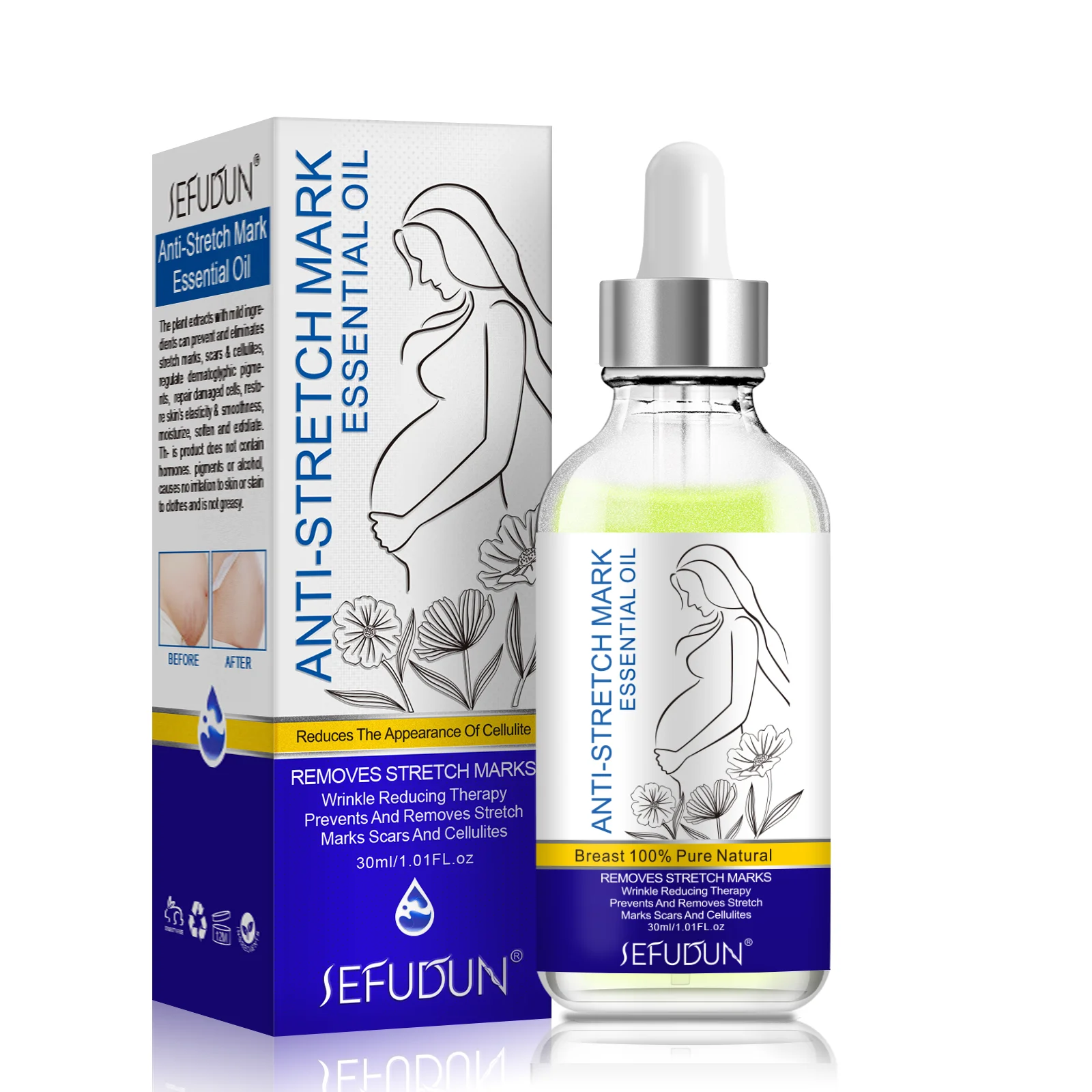 SEFUDUN body care 30 ml organic natural plant extract skin revitalizer anti-aging skin firming stretch marks essential oil