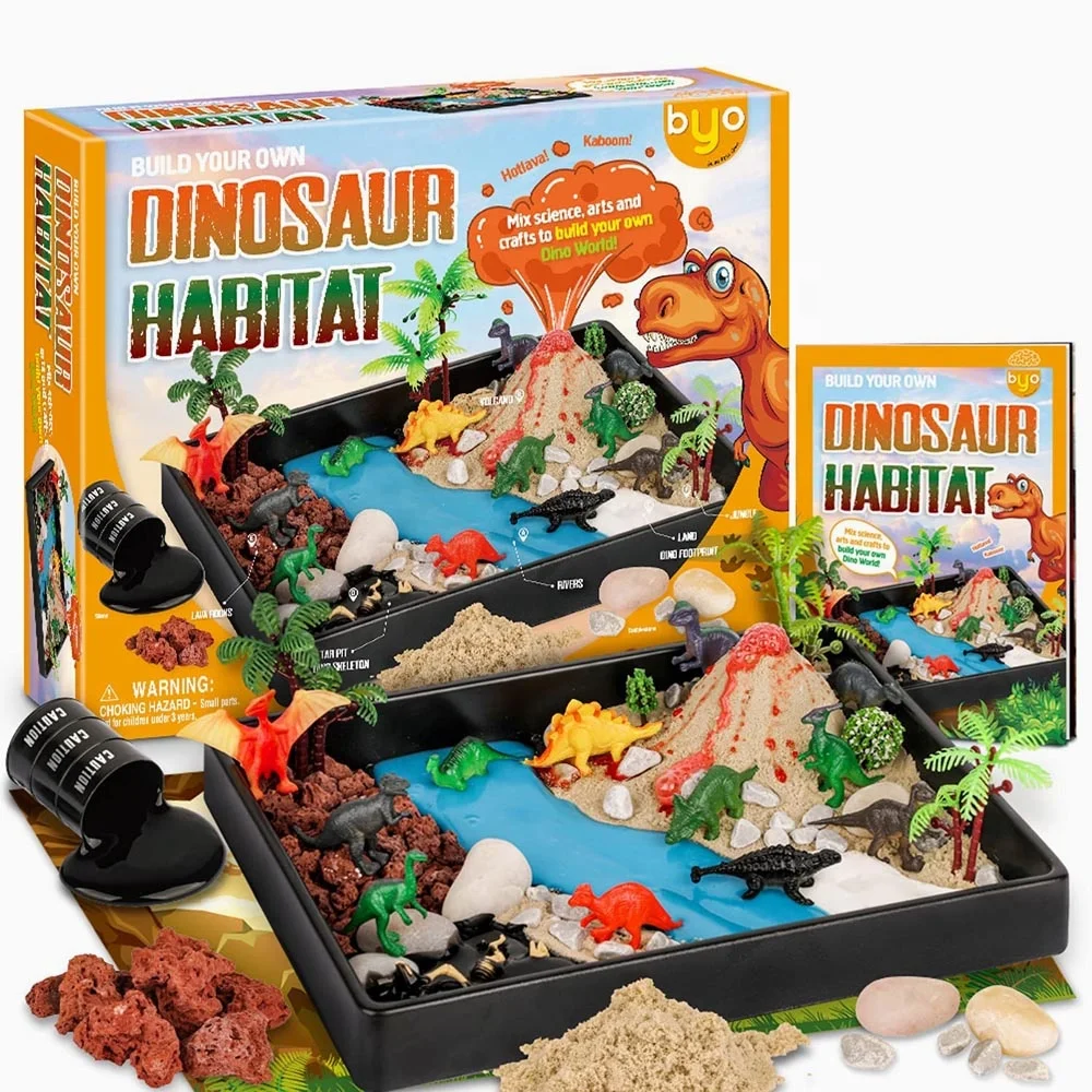 DIY STEM toys dinosaur habitat volcanic eruption science experiment kit scene simulate toy set dino for kid newest education toy