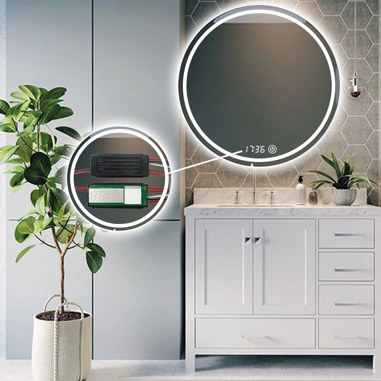 MARVEL ONE Smart Led Mirror Display Clock Temperature Controller 12V Touch Mirror Switch Sensor For Bathroom Glass Mirror