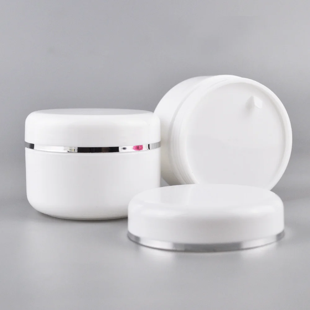 Empty 10g 20g 30g 50g 100g 120g 150g 250g White Pp Plastic Face Cream Jar With Gold Edge