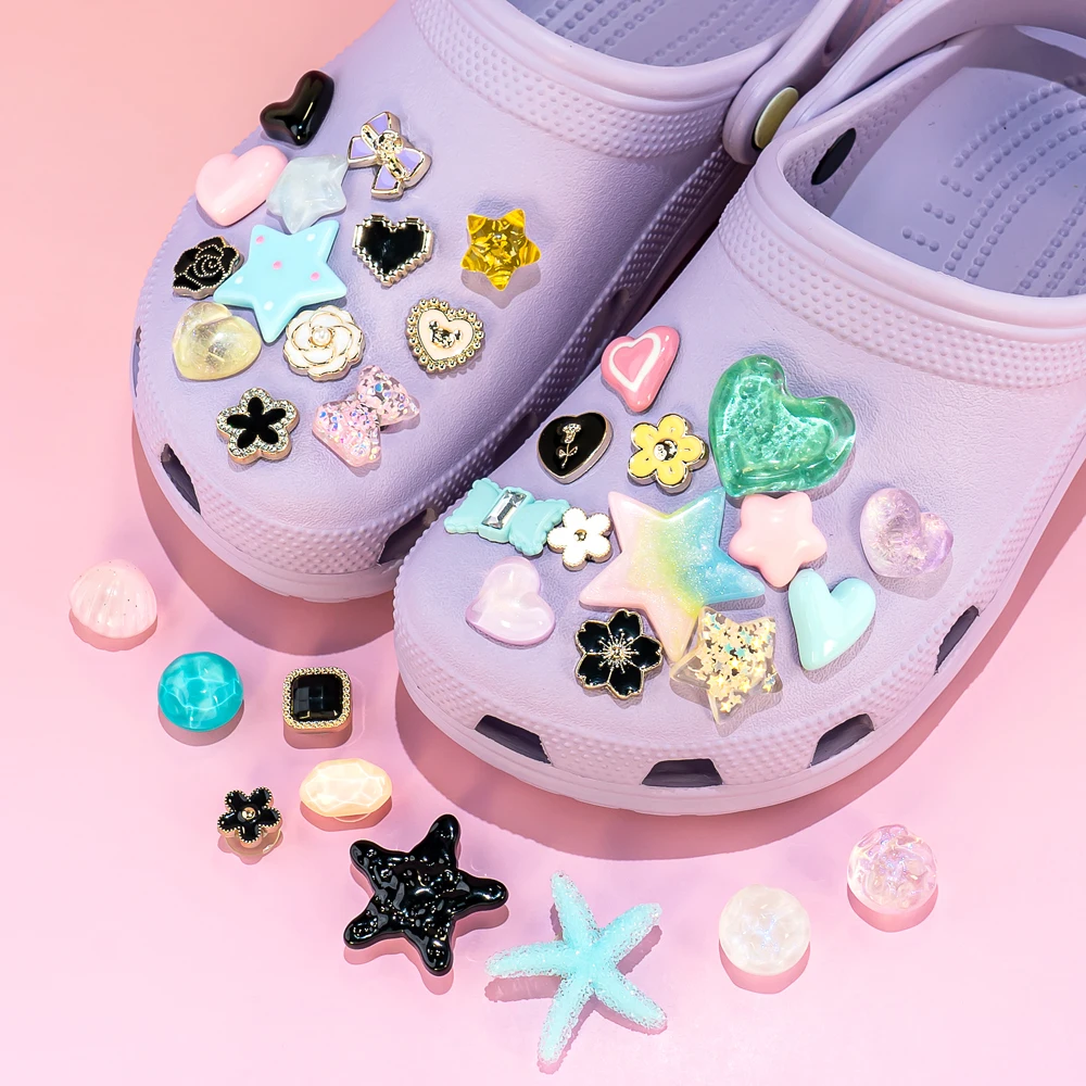 Factory Direct wholesale custom shoe clog charms acrylic flower shoe charms macaron butterfly Shoe accessory