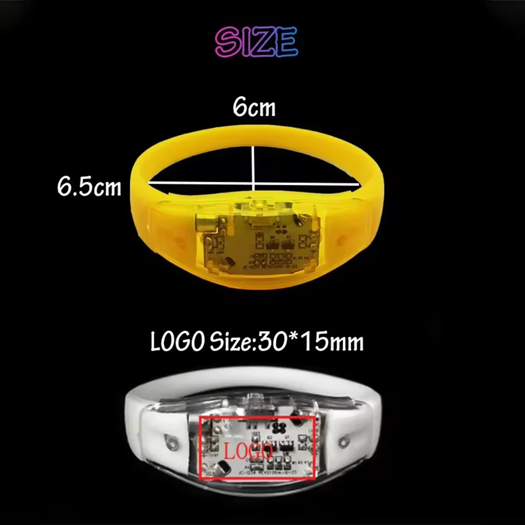Top seller custom music rhythm sound activated silicone flash led light up wristbands bracelet for parties events concert bar
