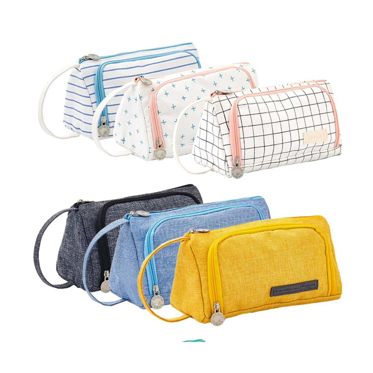 Customized Large Capacity Colored Canvas Storage Pouch Gift Marker Pen Pencil Case Simple Stationery Bag Holder For Student