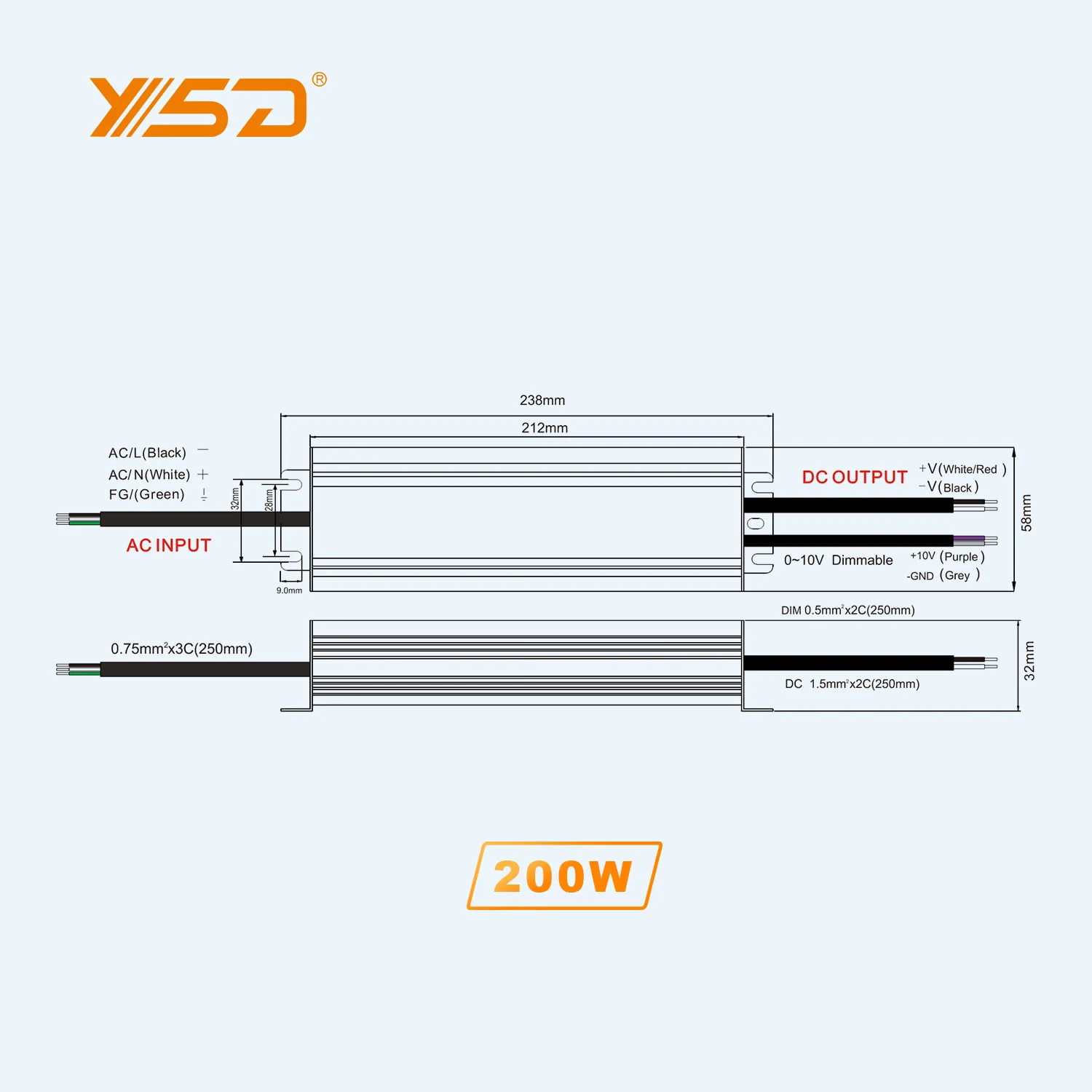 5 years warranty Triac 0-10v 5 in 1 Dimmable LED Driver IP67 led power supply 200w dc 24v 12v led driver for led light