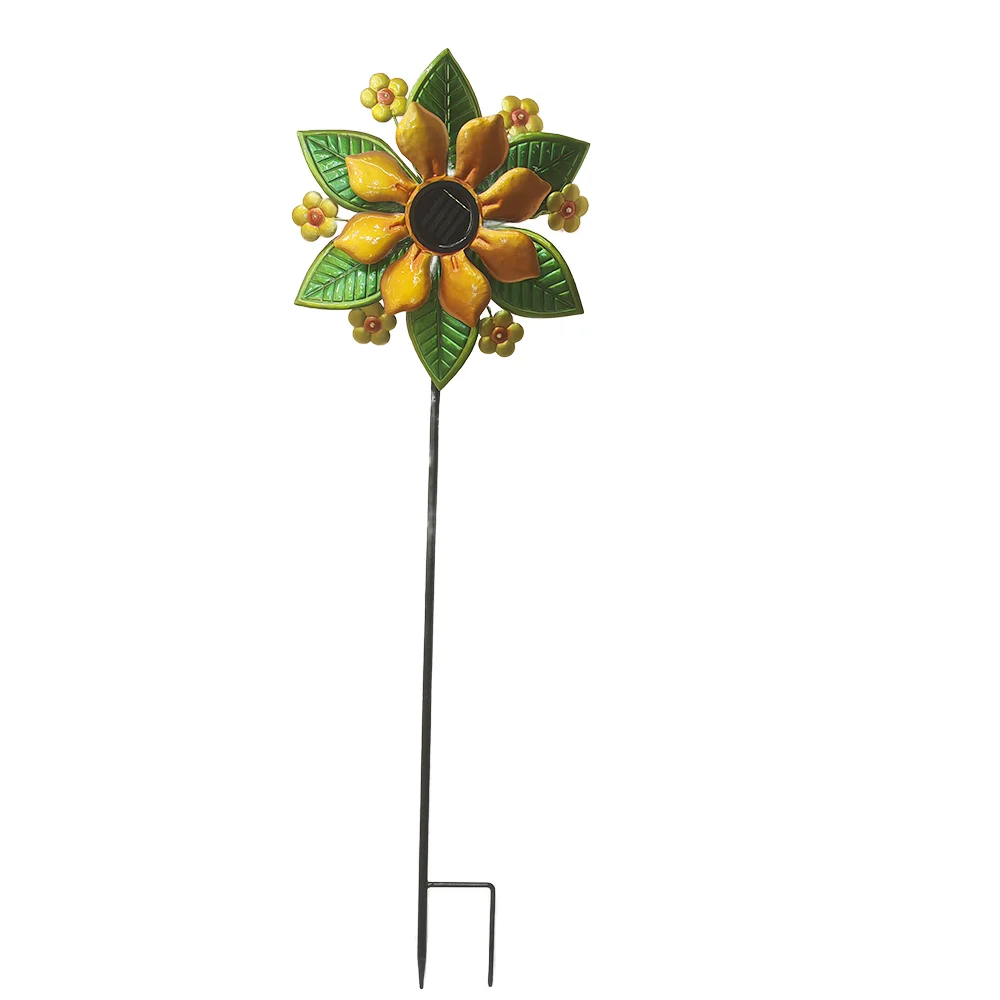 Flower & Leaves Wind Spinners 38 Inch Metal Wind Sculpture, Outdoor Windmill with Led Lights for Patio Lawn & Garden Decoration