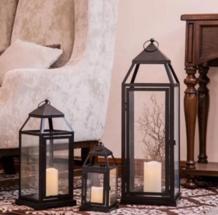 Элегантный стильный черный Наружный садовый фонарь, металлический фонарь-свеча для свадебного украшения, наружное украшение и освещение IP65 0,06