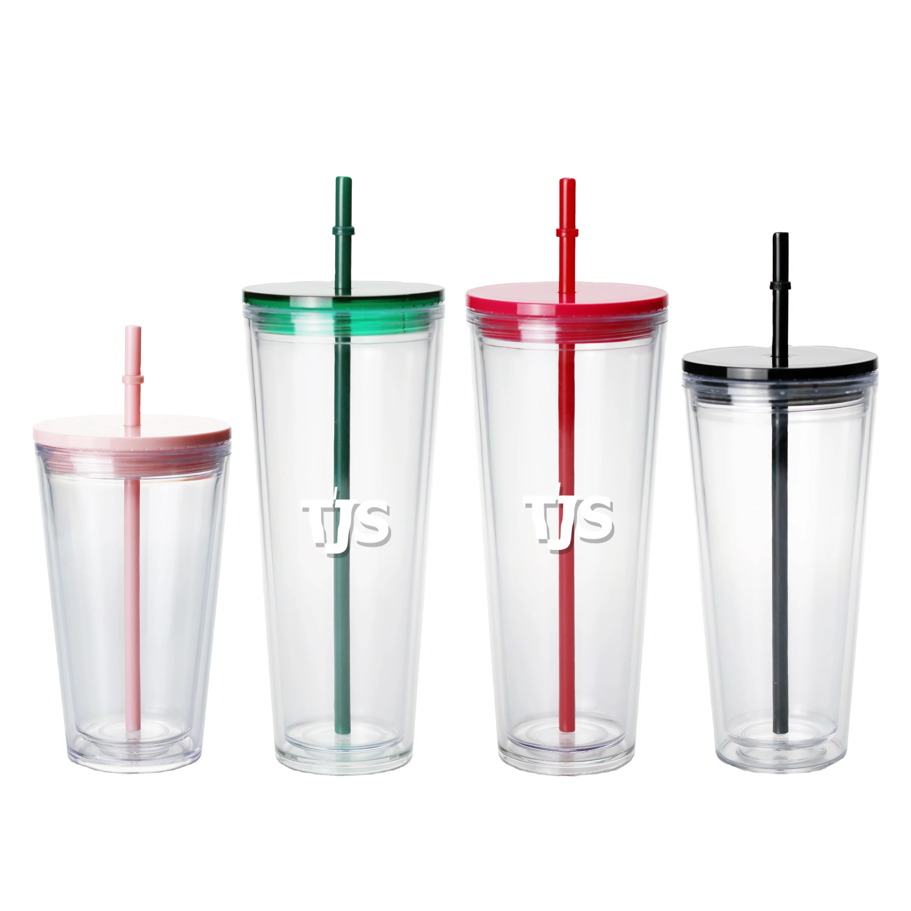 16oz 20oz 24oz double layer plastic Straw cup Coffee cup Plastic frosted instant drinking tumbler cup