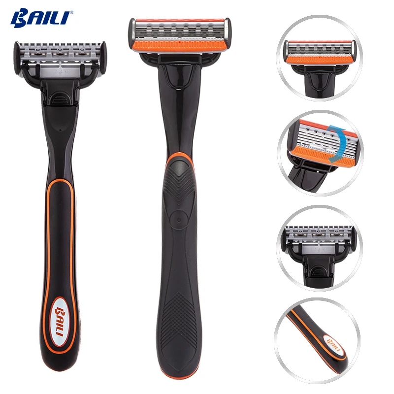 BAILI stainless steel shaver razor refill 5 blades cartridges shaving custom logo razor the razor for men