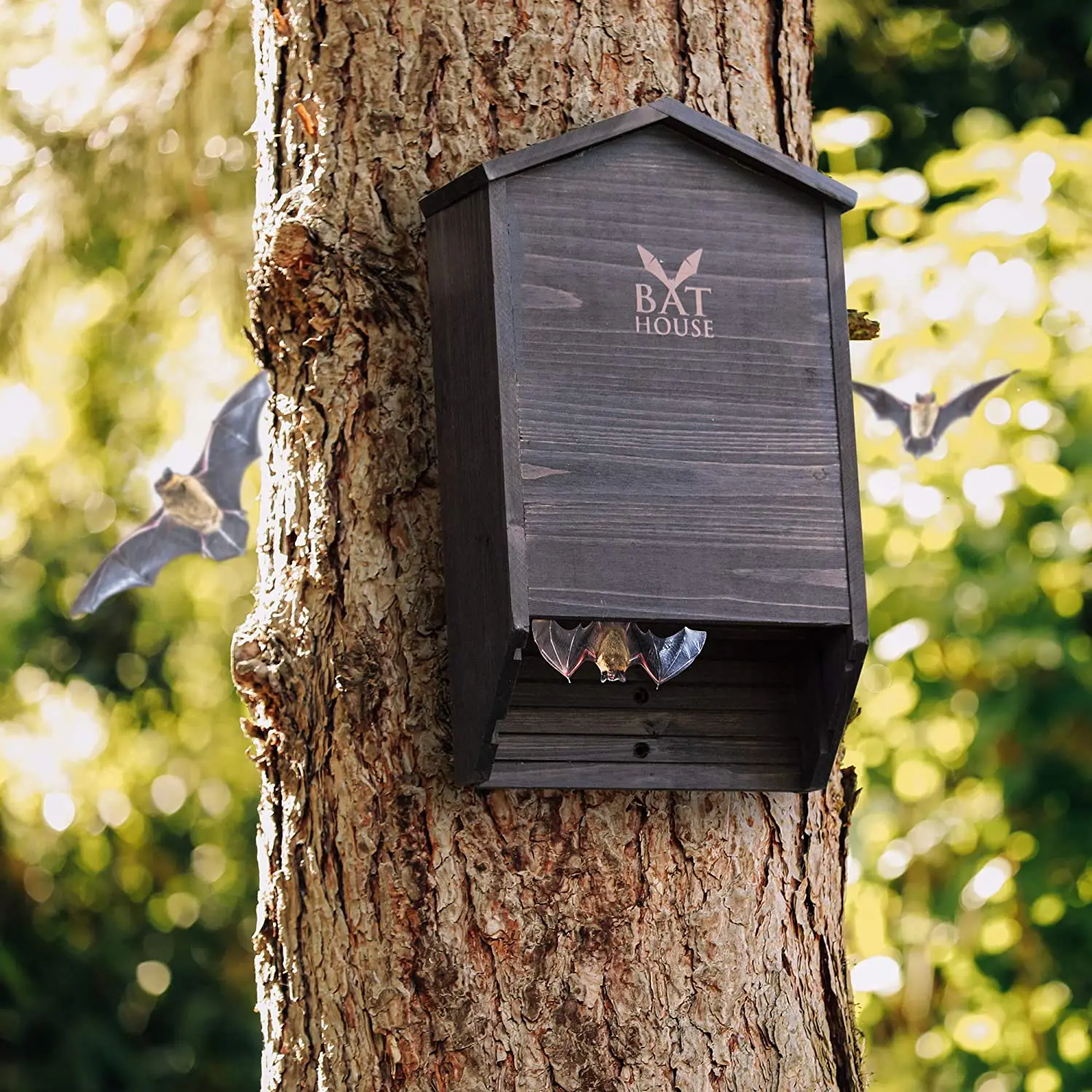 Bat House for Outdoors ,Wooden Bat  Box, Bat stand and Roost