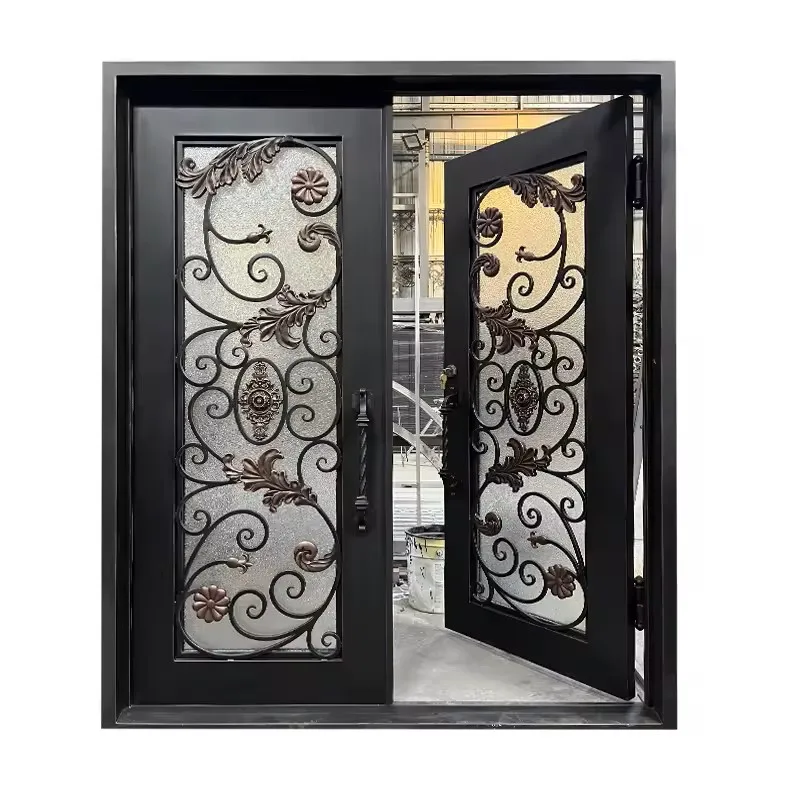 Entrance door iron front door gate design steel grill wrought iron door for home