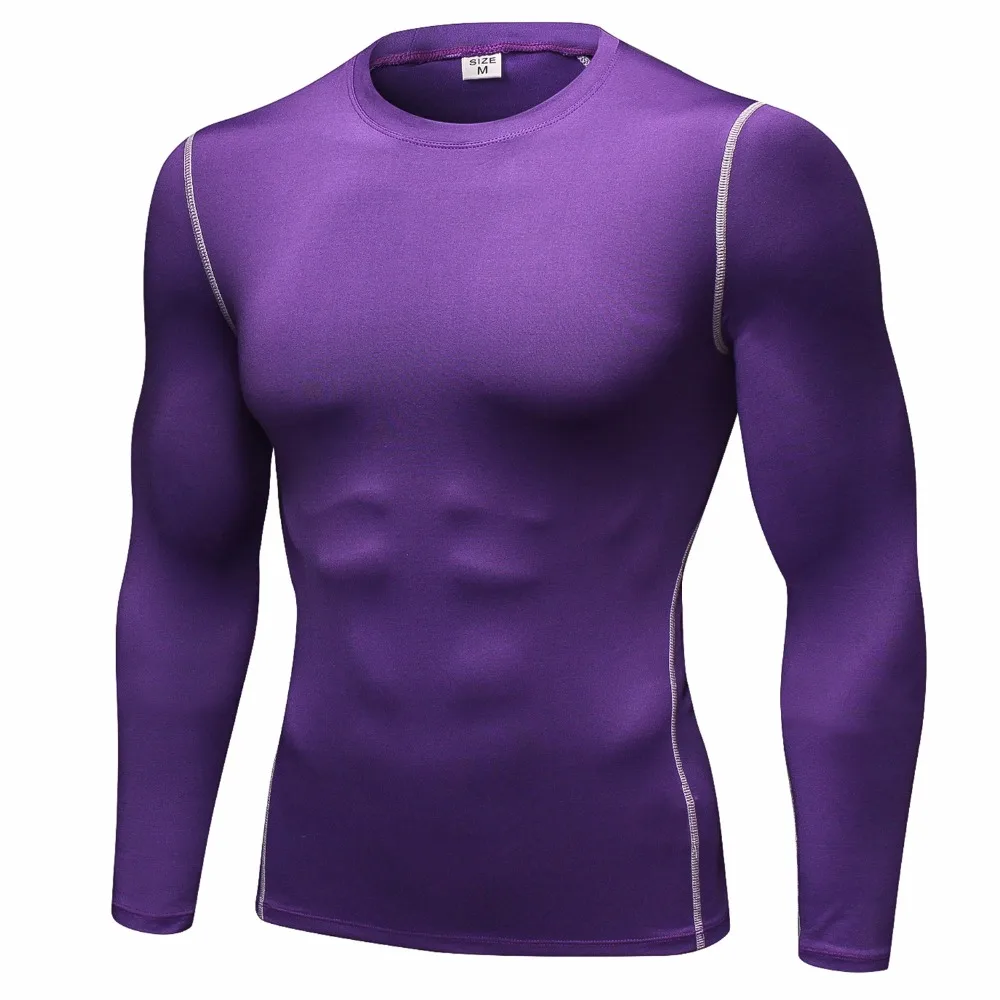 Fitness men long sleeve running sports t shirt men thermal muscle gym compression clothes
