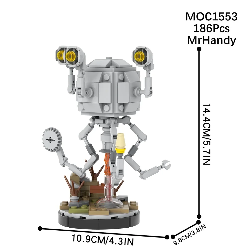 186PCS MOC1553 Mr Handy Bricks Fallout Game Role-playing Series Assemble Educational DIY Model Building Blocks Kids Gift Toys