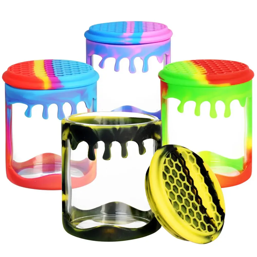 Tobacco storage jar Sealed storage jar glass storage jar with silicone lid smoking accessories