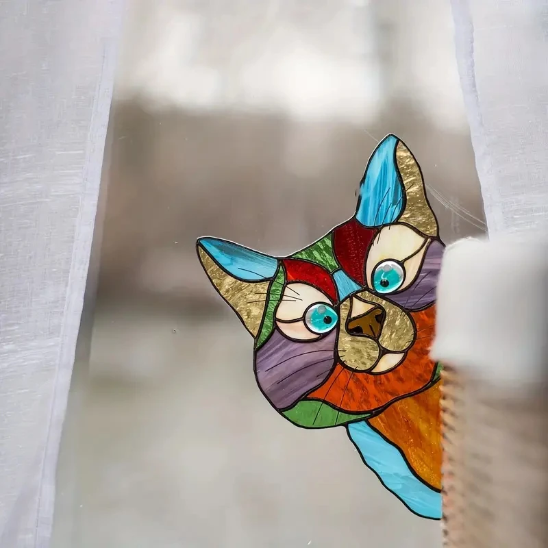 1pc Cat Peeking Glass Window Sticker, Thickened Waterproof And Moisture-proof Window Film For Glass, Ceramic Tiles Home Decor