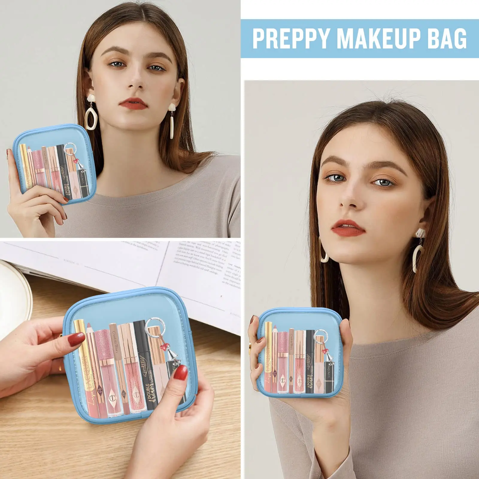 Custom Colors Nylon clear nylon bags Small Cute Makeup Bag Cosmetic Zipper Pouch Purse pvc nylon bagss