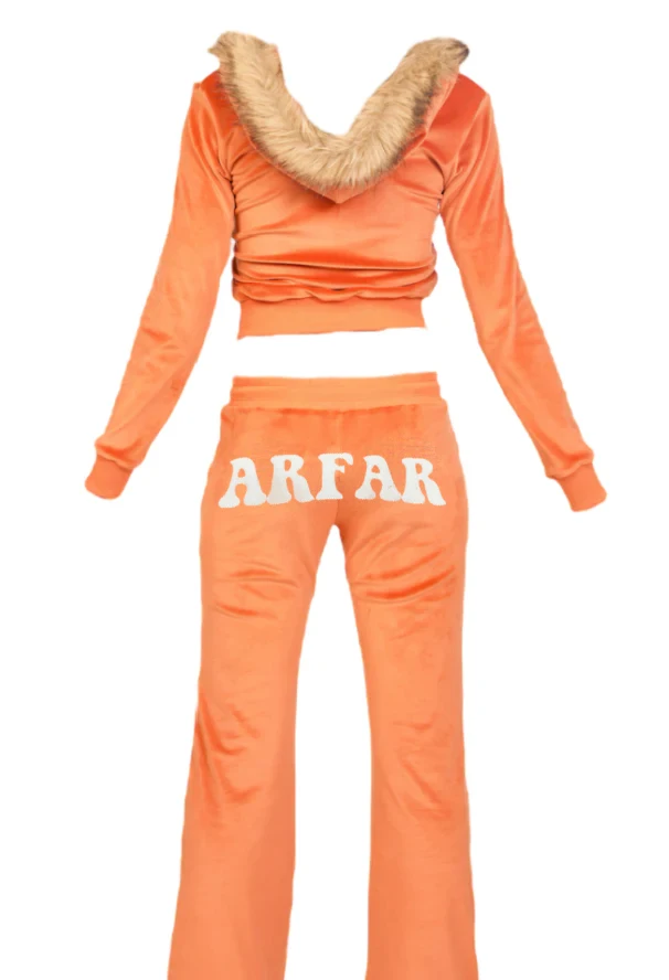 Women cropped Hoodie Jogger Sets Velvet  Zip Up Jacket Pants 2 Piece Set for Women Tracksuits