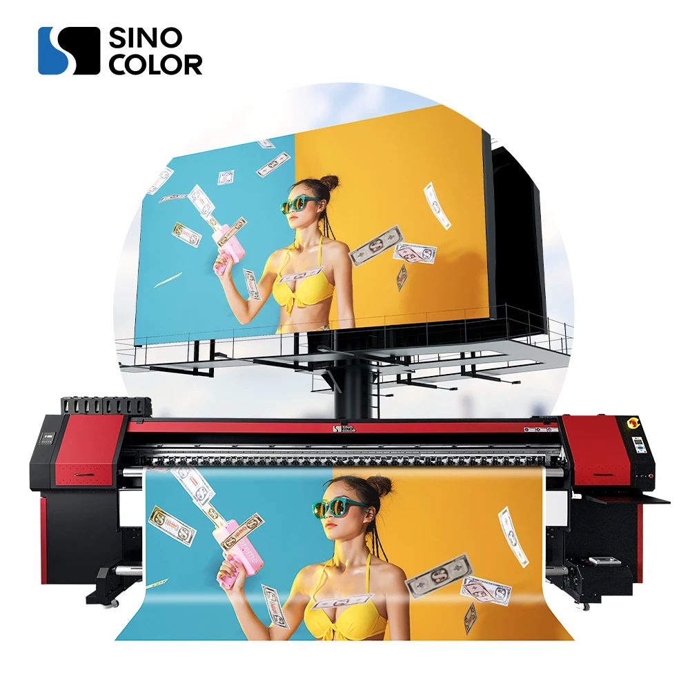SinoColor 3.2m 1.8m i3200 Four heads 2400dpi 100 sqm/h Flex Banner Vinyl PP Paper Canvas wide format Eco Solvent plotter Printer