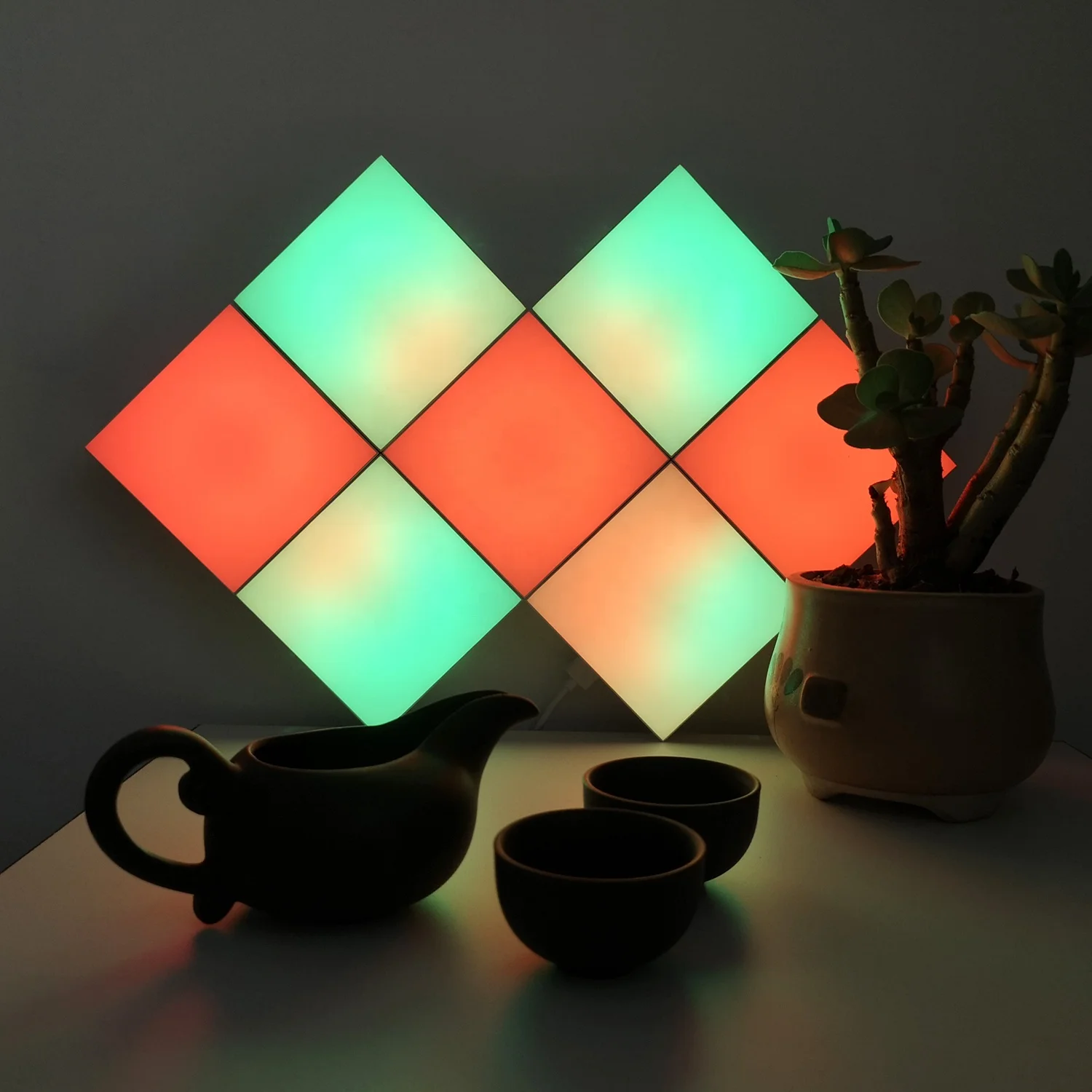 Colorful Sync Music Sound Sensitive Controlled Square Shape Cube Splicing Assembled Wall Lamp Holiday Room Decor LED Electric 70