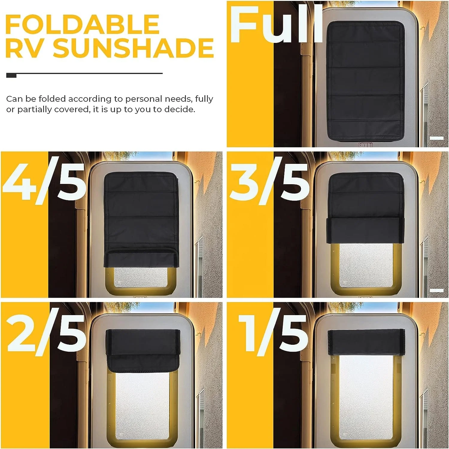 Threewen Customized RV Door Window Shade Foldable Magnet RV Blackout Window Cover Indoor Window Cover For RV Class A and C