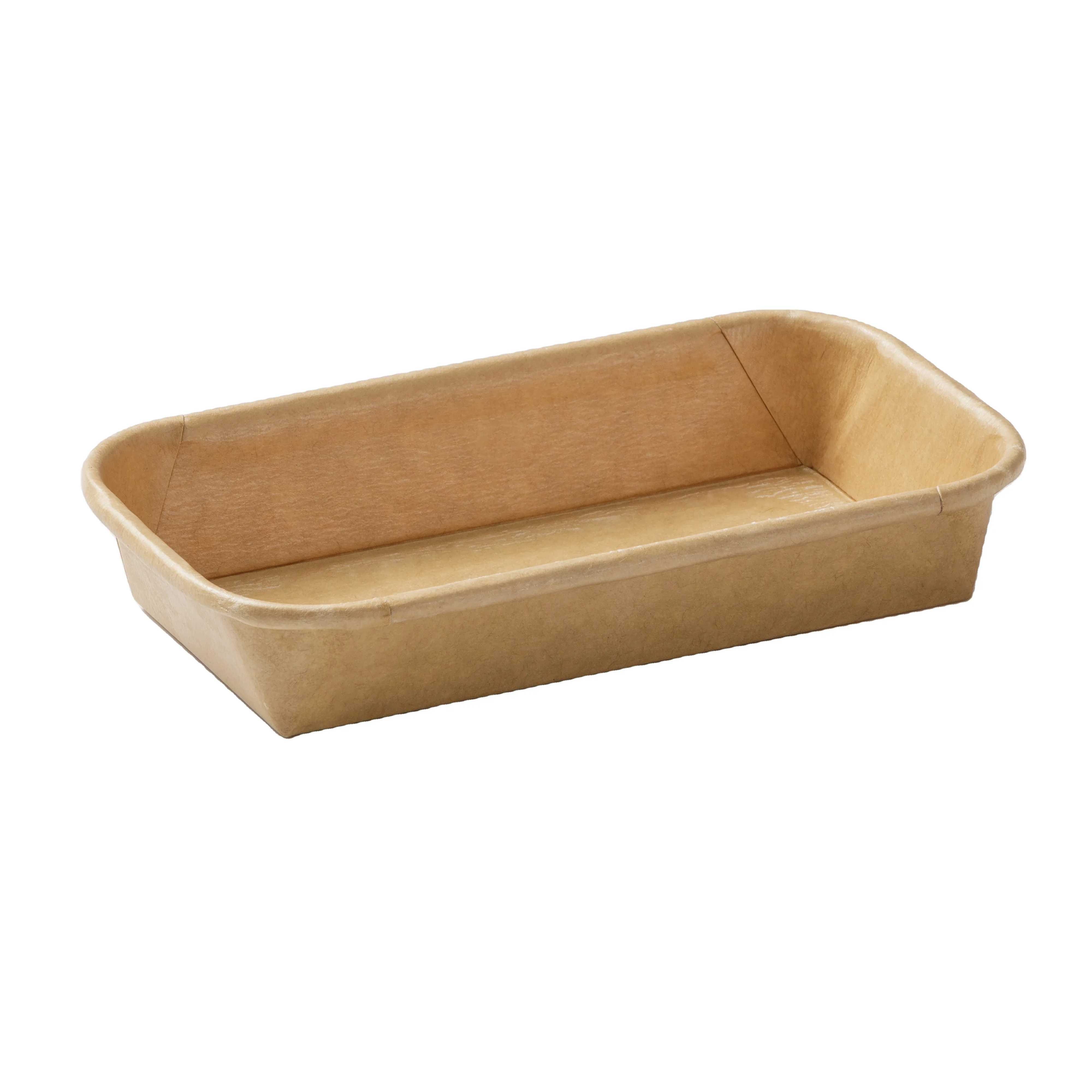 SM7-1100 Eco Sushi Container Friendly Food Grade Brown Paper Sushi Tray with single PE/double PE/double biobased
