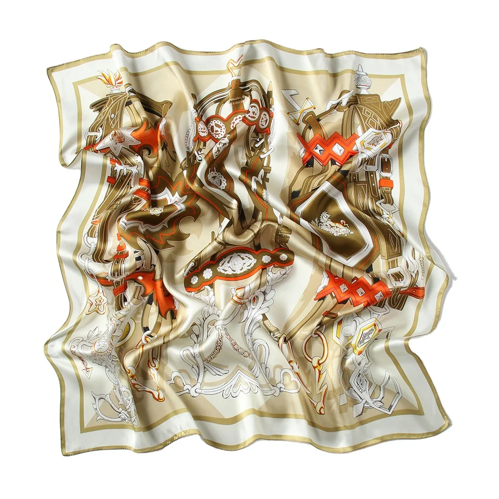 Оптовая продажа дизайнерский женский шарф из чистого натурального шелка с цифровым принтом на заказ квадратный Роскошный шелковый для женщин и девушек