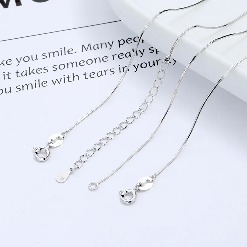 1 мм Простая цепочка из стерлингового серебра 925 пробы с платиновым змеиным плетением Позолоченная серебряная 18 карат ожерелье