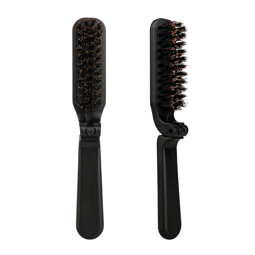 Customized Private Label Beard Comb Wooden Handle Bristle Men Beard Comb Professional Salon