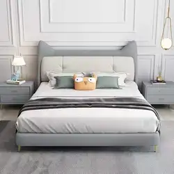 Fancy Comfort Lovely girls Boys Children Bedroom Furniture Set Kids Bed Cute Leather Soft Backrest Wood Storage Bed