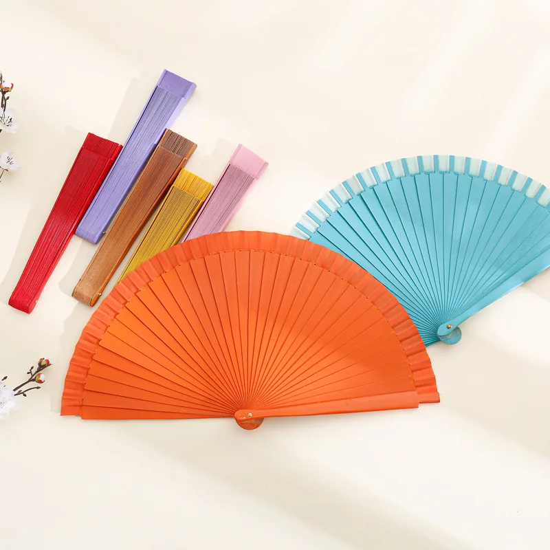 Promotional Gift Beautiful Customized Silk Paper Bamboo Folding Fan Hot Sale All Seasons Outdoor Dance Photography Music Fairy