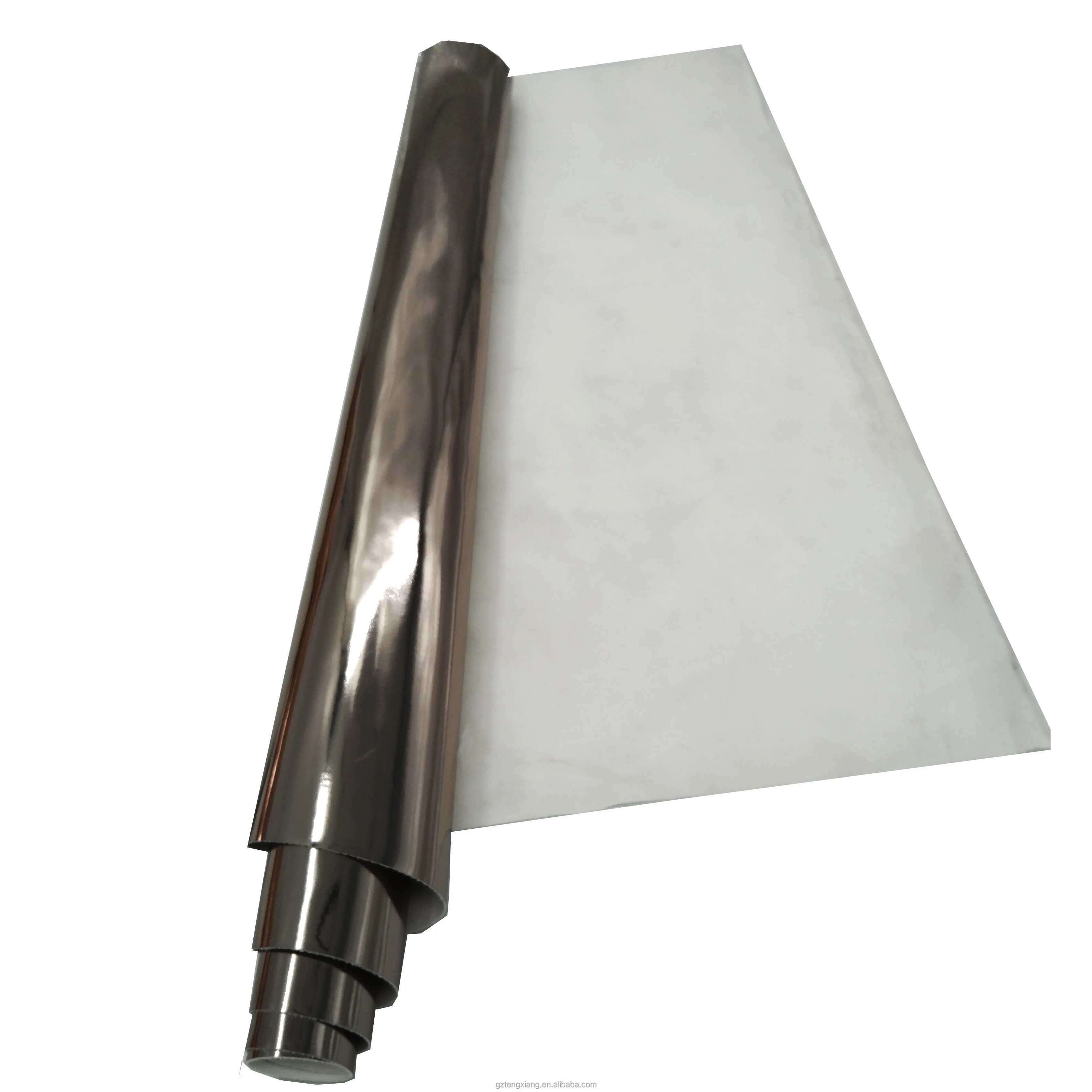 PU Leather Fabric Artificial Leather Waterproof Metal Film Mirror Surface Material for Shoe Lining Bag and Shoe Making