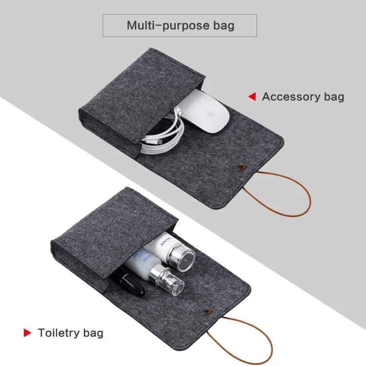 Felt Sleeve Protective Laptop Case for 16 Inch with Small Felt Accessory Bag Dark Gray