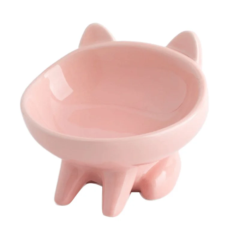Factory Direct Sale Ceramic Pet Cat Bowl Oblique Mouth Cat Food Bowl  Protect Cervical Spine Ceramic Pet Bowl