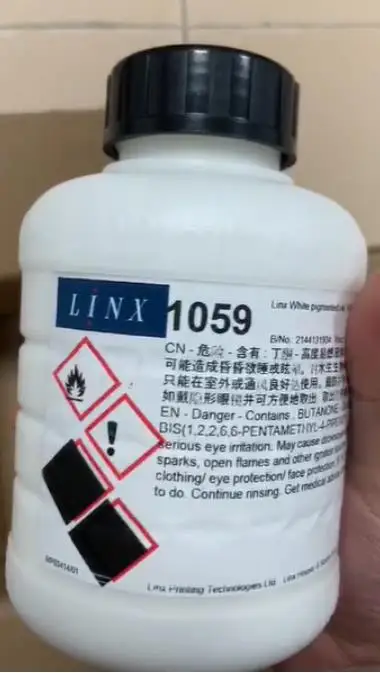 Linx 1059 White Ink Original and Compatible 500ml With RFID Tags for CIJ Inkjet Printer 8900 8800