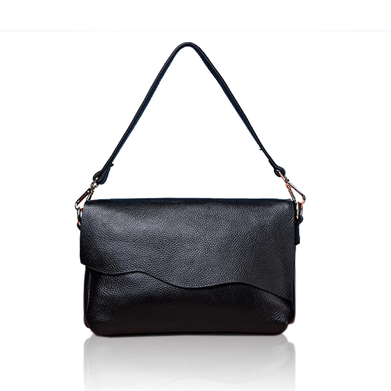 wholesale cowhide new Korean leather 2021 black crossbody women hand bags
