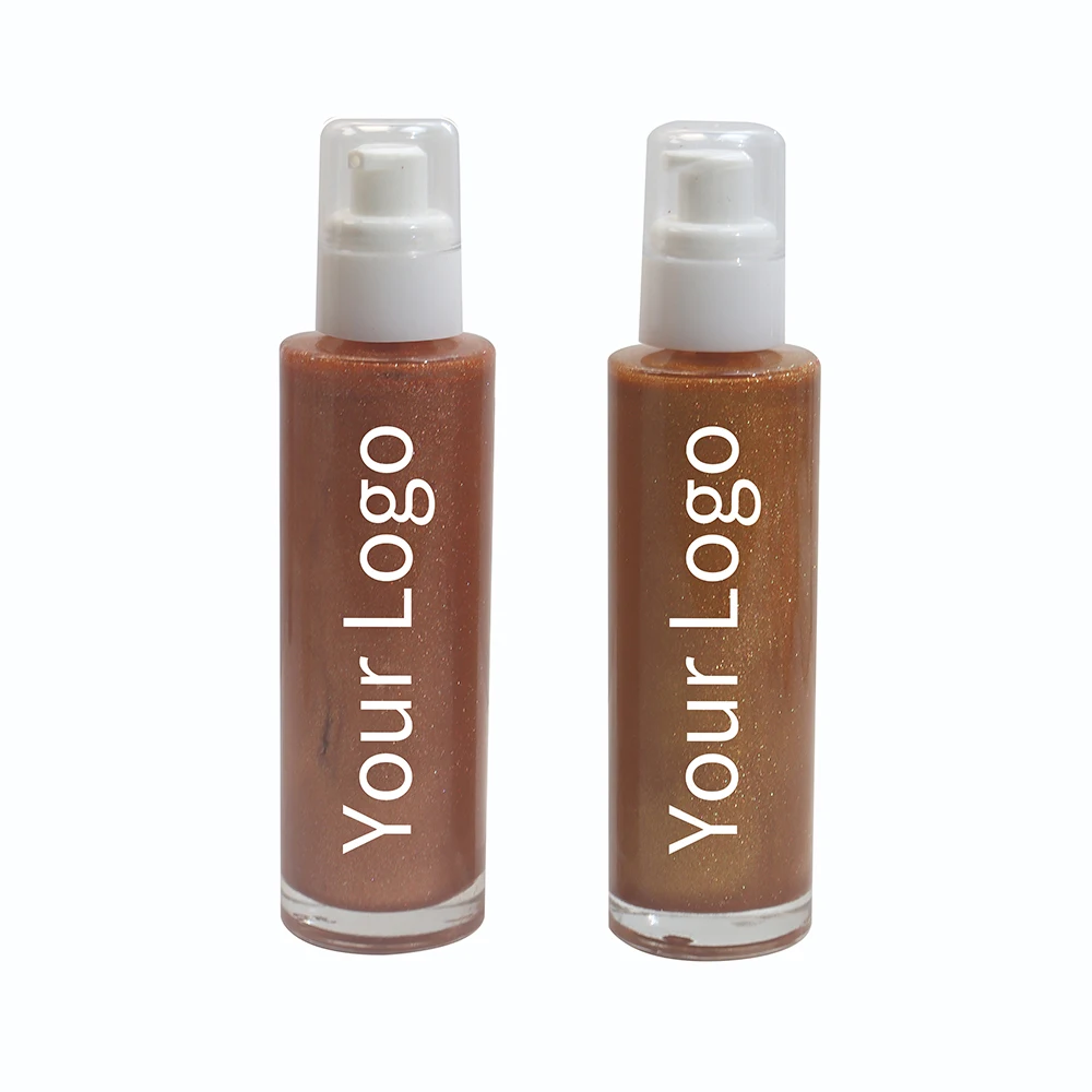 Wholesale Cruelty Free Vegan Private Label Makeup Face Shimmer Liquid Highlighter Contour Body Bronzer Oil