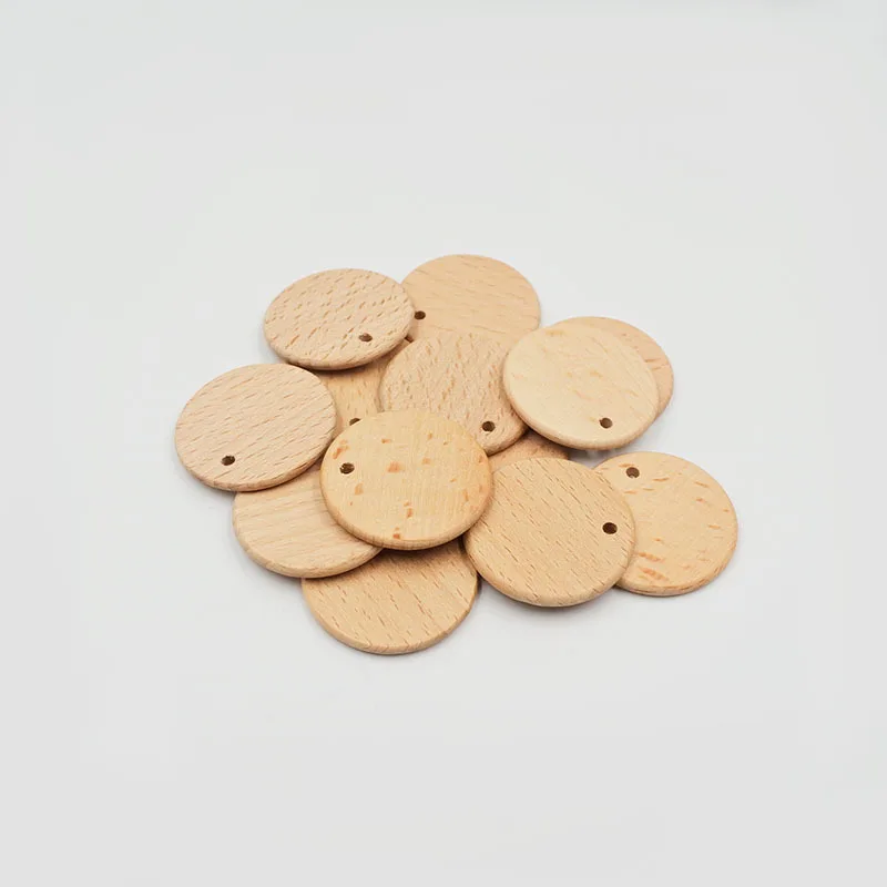 Unvarnished Beech Wood Blank Disc Chips with hole DIY Wood Craft 38mm well polished