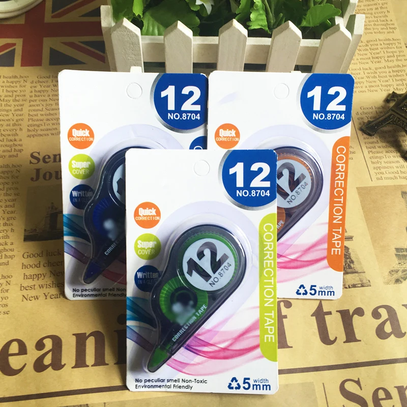 Stationery Colored Correction Tape Student Use Green Orange OEM Color 12m*5mm Mini Correction Tape